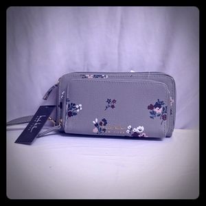 Nicole Miller Grey Floral Wristlet Wallet- NEW